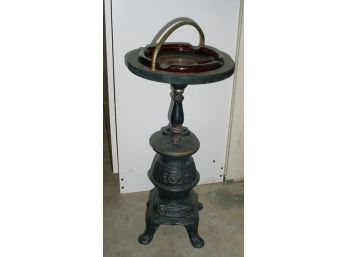 Iron Ashtray Stand With Amber Glass Ashtray, 22' H With Handle  (12)