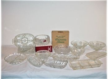 14 Pieces Clear Pressed Pattern Glass   (354)