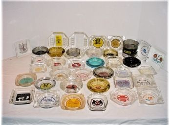 Group Of 40 Glass Advertising Ashtrays  (188)