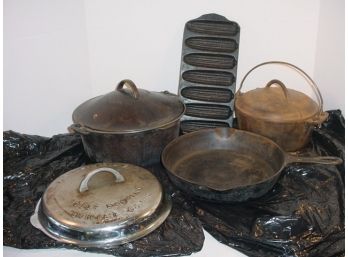 Wagner Skillet & Lid, Griswold Fry Pan, Tight Top Dutch Oven No 3, Skillet & Lid Corn  Pan   (175)