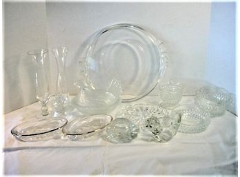 12 Pieces Assorted Clear Pressed Pattern Glass    (199)