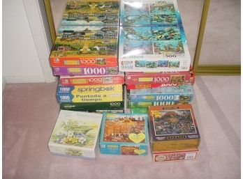Group Of 16 Jig Saw Puzzles, 500 & 1000 Pc Puzzles (364)