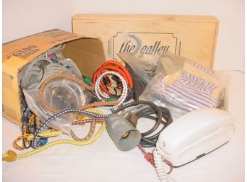 Wood Box- 8'x  18' Gloves, Rope, Bungies, Lamp, Trimline  Phone   (179)