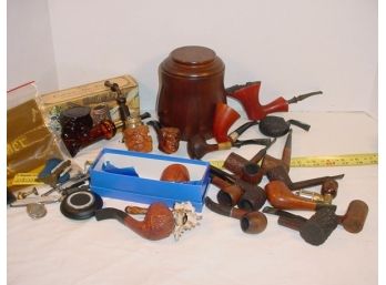 21 Pipes, Humidor, Tools, Avon Bottle   (117)
