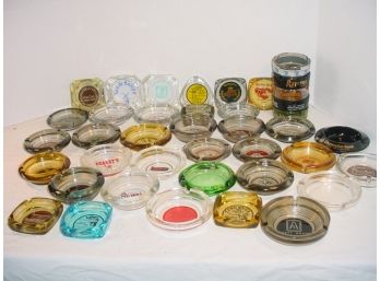 Group Of 40 Glass Advertising Ashtrays   (186)