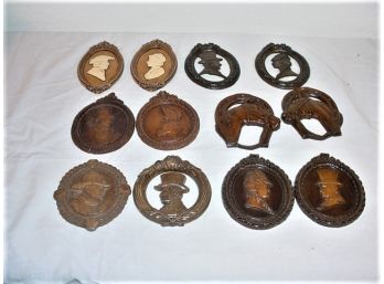 Set Of 12 Pressed Composite Wood Wall Hanging Medallions   (426)