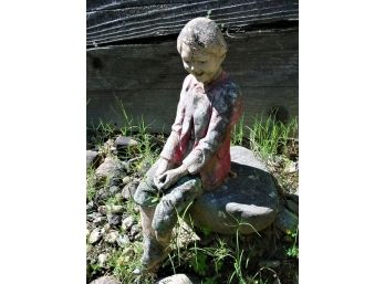 Cement Young Boy Figurine, 22' Sitting   (32)