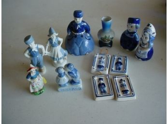 12 Pieces Blue And White Holland Porcelain Figurines  (21)