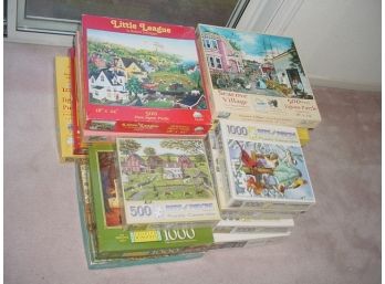Group Of 18 Jig Saw Puzzles, 500 & 1000 Pc Puzzles  (363)