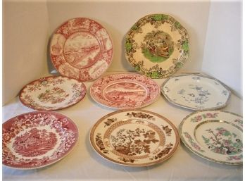 Group Of 8 Porcelain & Ironstone Transferware Dining Plates -10'  (73)