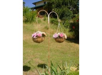 Metal Double Hanging Plant Stand   With Artificial Flowers(34)