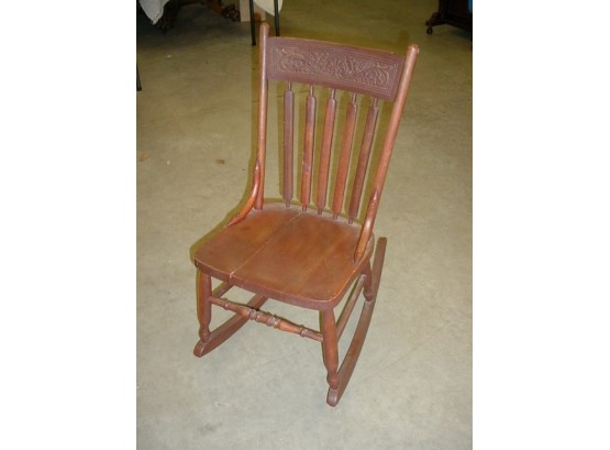 Small Oak Pressed Back Sewing Rocking Chair, 33' High , Ca 1890    (114)