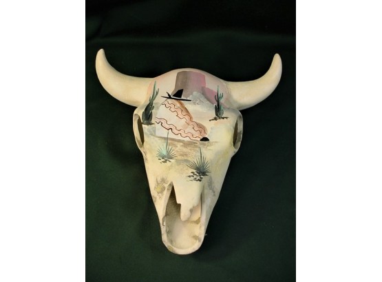 Painted South West Clay Skull, 11'