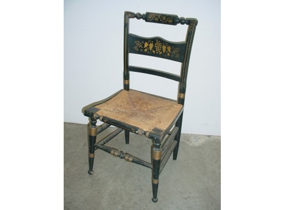 Single Hitchcock  Chair With Rush Seat, Ca 1850  (161)