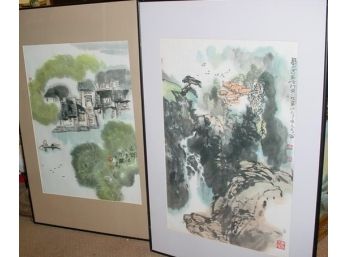 2 Large Framed Oriental Prints, 24'x 36'  (106)