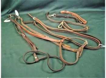 2 Leather Cavessons, 2 Throat Latches, Bosel Langer & 3 Straps  (264)