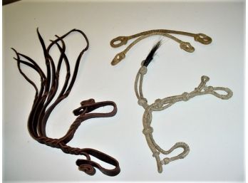 3 Rawhide Chin Straps & One Twisted & Braided Leather Chin Strap. (257)