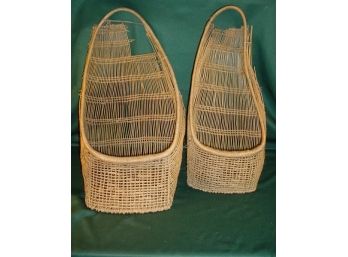 Two Large Hupa Cradle Baskets (as Is), 28'x 15' & 26'x 11'   (121)