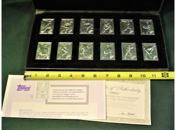 12 Sterling Plated Bronze Baseball Card Replicas In 12'x 6' Case  (72)