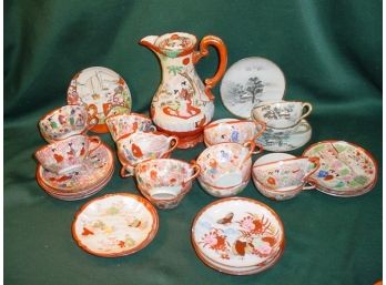 Vintage: Geisha Girl Porcelain Cocoa Pot , 16 Saucers, 16 Cups   (45)