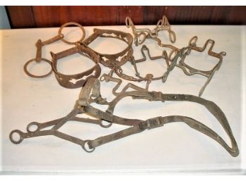 Assorted Lot Of Rusty Iron Fence Hangings   (229)