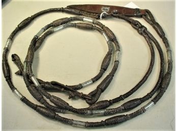 Nice Braided Leather Romel Reins With Silver Ferrules, 98' Long  (221)