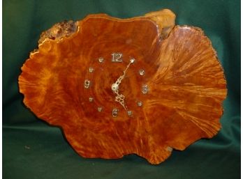 Battery Driven Clock Mounted On A Burl Slab  (149)