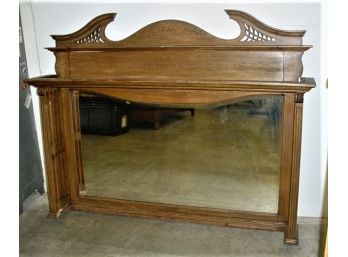 Oak Framed Beveled Mirror With Open Carved Sides And Backsplash   (259)