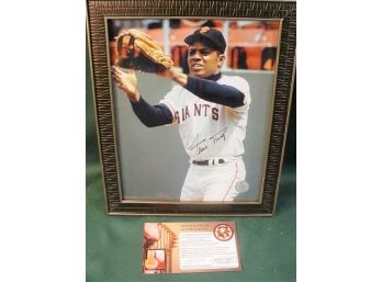 Autographed 8'x 10' Willy Mays Framed Color Photograph  (broken Frame)  (81)