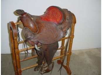 Hand Tooled Leather Western Saddle By Walt Goldsmith, San Francisco, Ca   (236)