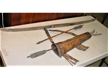 Unique Solid Copper Bow, Quiver & 2 Arrows  (224)