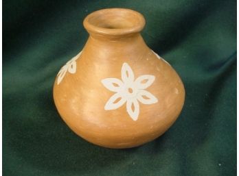 Mata Ortiz  Pottery Bowl With White Flowers,    (174)