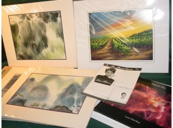 Signed Acrylic Painting,  Rita Moreno Autographed Mag Tear Sheet, 6 Oriental Watercolors,  3 Books  (55)