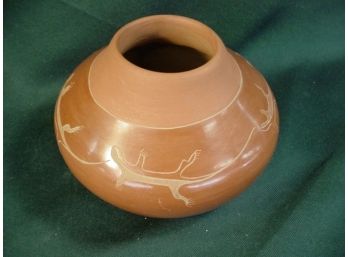 Glazed Bowl With Lizards, Signed  Bernice   (186)