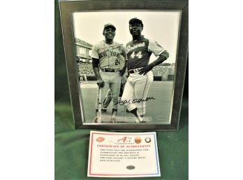 Autographed 8'x 10'  Hank Aaron & Willy Mays Framed Color Photograph  (75)