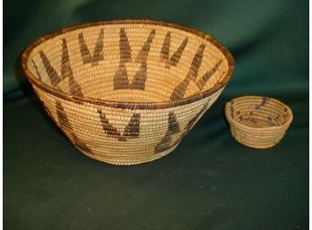 Large Woven Papago Basket, 13' On Top & 5' Wrapped Pine Needle Basket   (21)
