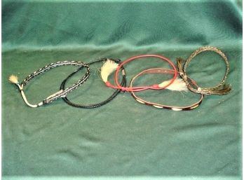 Group Of 5 Leather & Woven Hat Bands - 3 With Horsehair   (249)