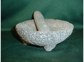 Footed Lava Stone Bowl &  Limestone Pestle   (125)