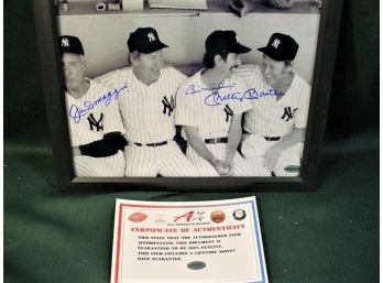 Autographed 8'x 10' Joe DiMaggio, Mantle, Martin, 'New York Legends'  Framed Photo(76)