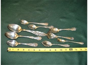 Group Of 9 Sterling Silver Spoons, 9.25 Troy Ounces   (96)