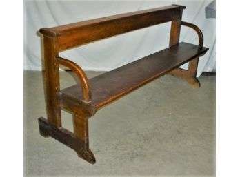 Arts And Crafts Period Hardwood (maple?)  Bench With Arms, 66'x 20'x 31'   (151)