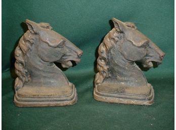Pair Of Heavy Cast Iron Horse Bookends  (114)