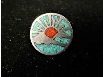Turquoise And Silver  Golf Ball Marker   (241)