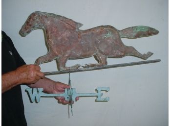 Old Copper Galloping Horse Weather Vane Pieces , 30' Long    (21)