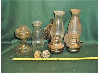 Oil And Bracket Lamp Parts And 2 Crystal Door Knobs  (6)