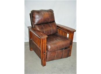 Oak And Upholstered Recliner, Ca 1960  (72)