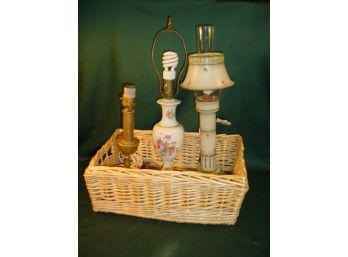 3 Table Lamps In 17'x 12' Basket, (as Is)  (66)
