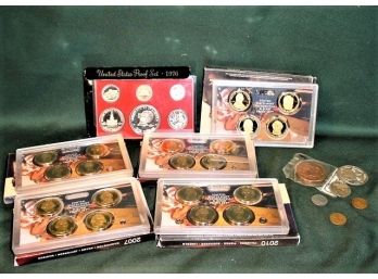 5 US Mint Presidential $1.00 Coin Proof Sets, 2007-2010 & 1976 Proof Set & Coins  (170)