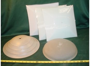 5 Vintage Glass Ceiling Lamp  Shades, Ca. 1950's  (79)