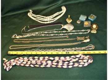8 Vintage Costume Jewelry Necklaces, Pins And More   (95)